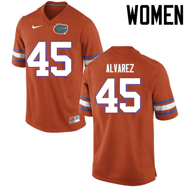 Women Florida Gators #45 Carlos Alvarez College Football Jerseys Sale-Orange - Click Image to Close